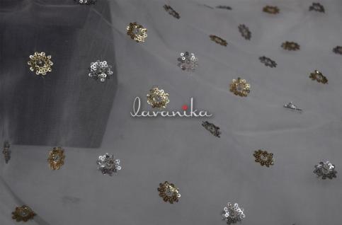 Sequin work embroidery on Dyeable Organza Fabric Dno.336679RFD